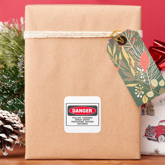 Gefahrenhinweis für Platzeinfahrt Quadratischer Aufkleber