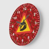 Gefahrenschild für Heißpfeffer Große Wanduhr (Winkel)
