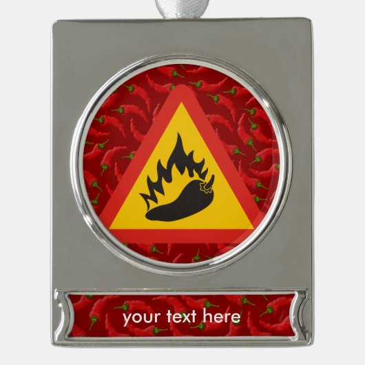Gefahrenschild für scharfe Pfeffer Banner-Ornament Silber (Vorderseite)