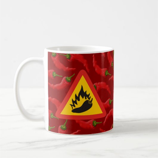 Gefahrenschild für scharfe Pfeffer Kaffeetasse (Links)