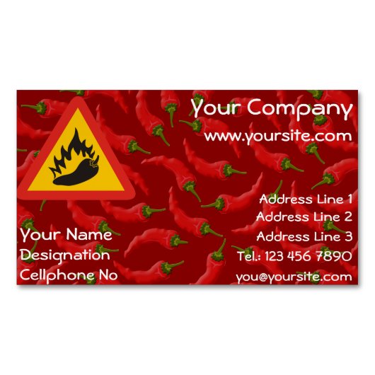 Gefahrenschild für scharfe Pfeffer Magnetische Visitenkarte (Vorderseite)