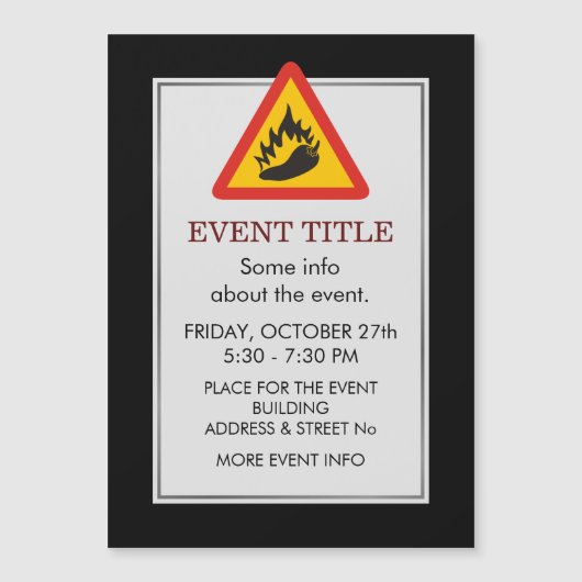 Gefahrenschild für scharfe Pfeffer Magnetkarte (Vorderseite)