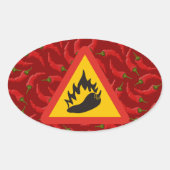 Gefahrenschild für scharfe Pfeffer Ovaler Aufkleber (Vorderseite)