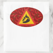 Gefahrenschild für scharfe Pfeffer Ovaler Aufkleber (Tasche)