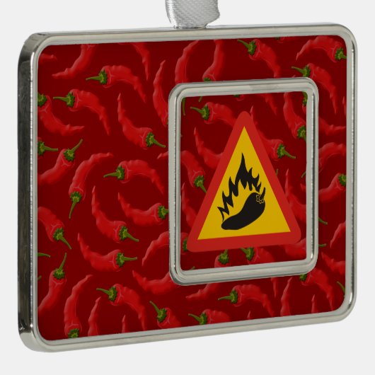 Gefahrenschild für scharfe Pfeffer Rahmen-Ornament Silber (Rechts)