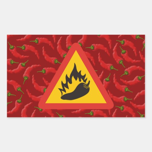 Gefahrenschild für scharfe Pfeffer Rechteckiger Aufkleber (Vorderseite)