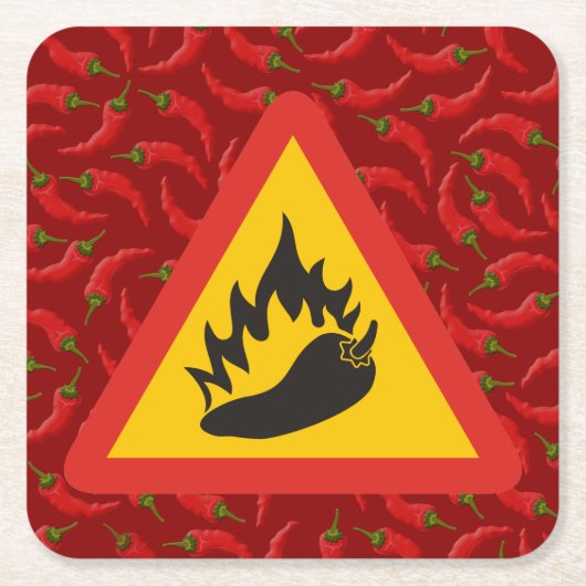 Gefahrenschild für scharfe Pfeffer Rechteckiger Pappuntersetzer (Vorderseite)