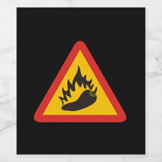Gefahrenschild für scharfe Pfeffer Weinetikett (Einzelnes Label)