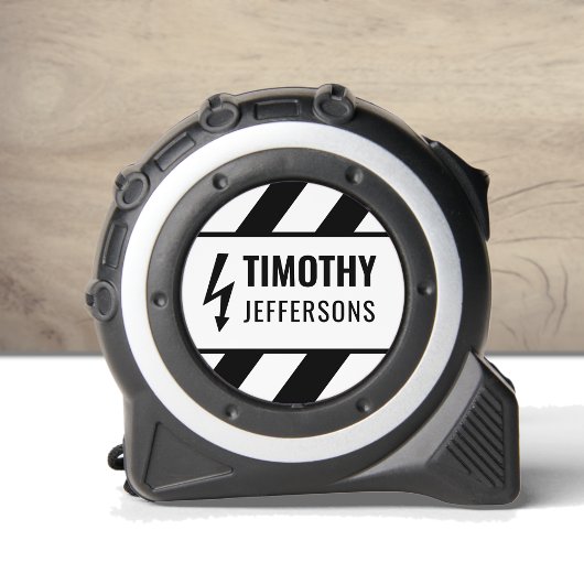 Gefahrenschild Personalisiert dünne weiße Linie Maßband