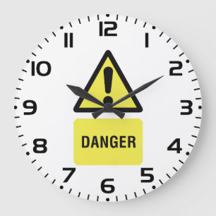 Gefahrenwarnschild Gelbes Dreieck Ausrufezeichen Große Wanduhr