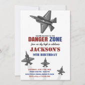 Gefahrenzone Kampfjet Geburtstagseinladungen Einladung (Vorderseite)