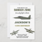 Gefahrenzone Kampfjet Geburtstagseinladungen Einladung (Vorderseite)