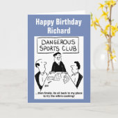 Gefährliche Sportarten und Ehefrau kochen. Karte (Gelbe Blume)