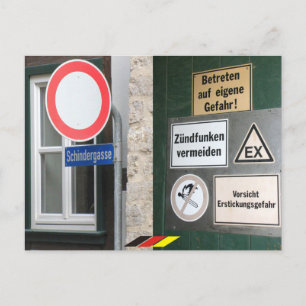 gefährliches Deutschland bunte Verbote Schild Postkarte