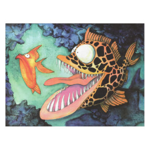 "Gefährliches Wasser-" FischeWatercolor durch Mik Tischdecke