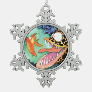 "Gefährliches Wasser-" Fischewatercolor-Mike Quin Schneeflocken Zinn-Ornament
