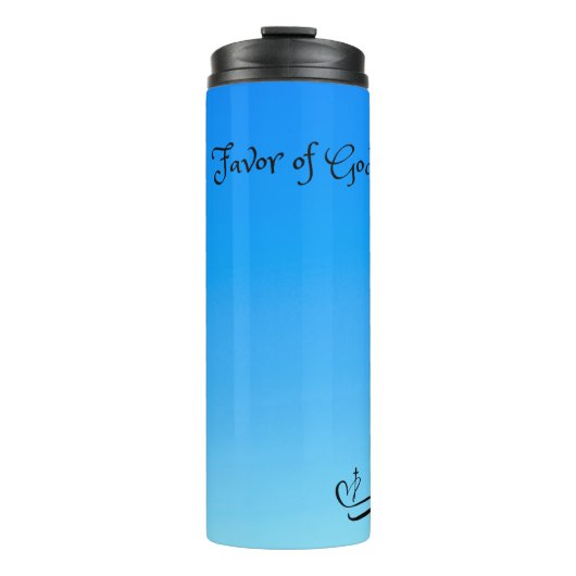 Gefallen an Gott (Blaue Gradient) Thermaltumbler Thermosbecher (Vorderseite)