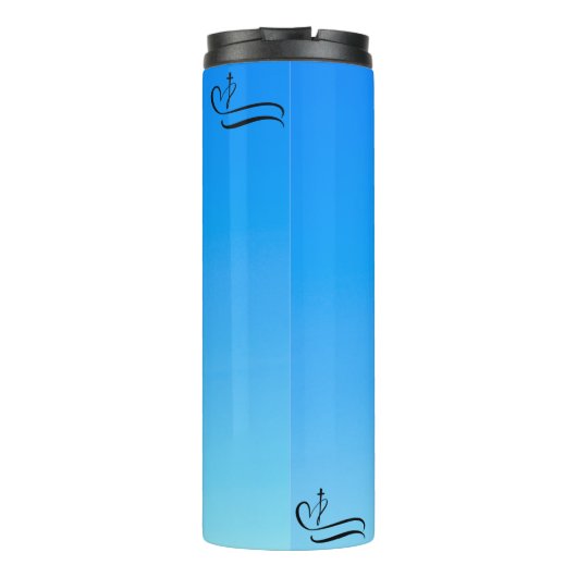 Gefallen an Gott (Blaue Gradient) Thermaltumbler Thermosbecher (Rückseite)