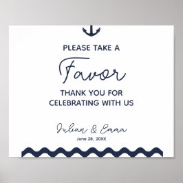 Gefallen an nautischen Hochzeitszeichen blau Poster