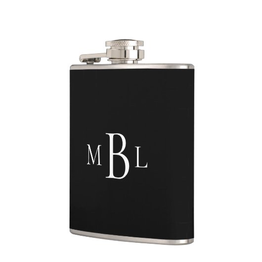 Gefallen Bachelor Party White Monogram Black Flask Flachmann (Links)