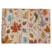 Gefallen für Herbst-Orange-Gelb-Muster Text Große Geschenktüte (Rückseite)