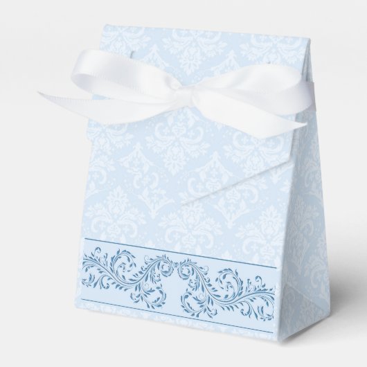 Gefallen/Geschenkboxen - Icy Blue Damask Geschenkschachtel (Vorderseite)