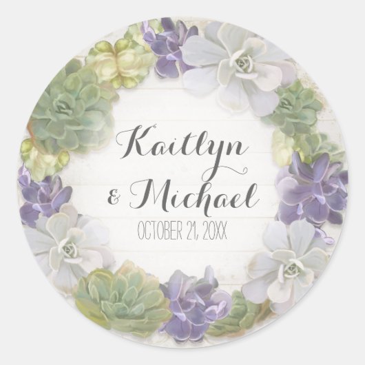 Gefallen Geschenktaschen Aufkleber Sukkulent Holz  (Vorderseite)