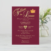 Gefallen in Liebe-Herbst-Burgunder-Rot-Brautparty Einladung (Stehend Vorderseite)