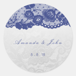 Gefallen Ivory Silver Blue Navy Spitze Vielen Dank Runder Aufkleber