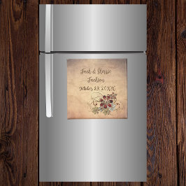 Gefallen Magnet Hochzeit mit Name & Datum Floral