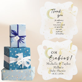 Gefallen Tags Oh Babies! Neutrale Zwillingsstorche Geschenkanhänger