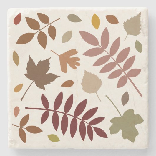 Gefallene Blätter Design-Herbstfarben auf Cream Steinuntersetzer (Vorderseite)