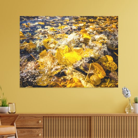 Gefallene Blätter im Wasser Leinwanddruck (Insitu (Wohnzimmer))