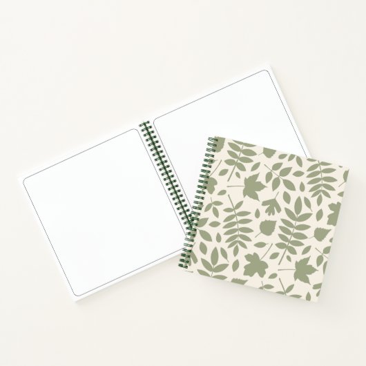 Gefallene Blätter Lg Muster grün auf Creme Notizblock (Innenseite)