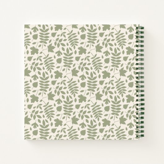 Gefallene Blätter Lg Muster grün auf Creme Notizblock (Rückseite)