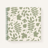 Gefallene Blätter Lg Muster grün auf Creme Notizblock (Vorderseite)
