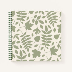 Gefallene Blätter Lg Muster grün auf Creme Notizblock