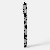 Gefallene Blätter Lg Muster Schwarz auf Grau iPhone Hülle (Linke Seite)