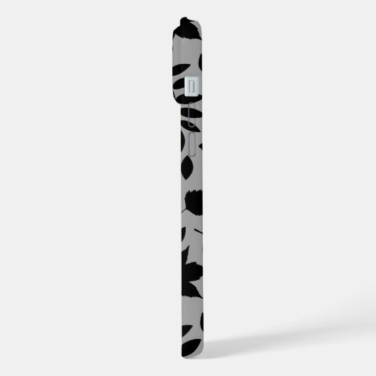 Gefallene Blätter Lg Muster Schwarz auf Grau iPhone Hülle (Linke Seite)