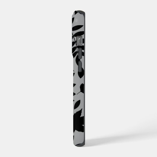 Gefallene Blätter Lg Muster Schwarz auf Grau iPhone Hülle (Linke Seite)