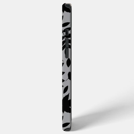 Gefallene Blätter Lg Muster Schwarz auf Grau iPhone Hülle (Linke Seite)