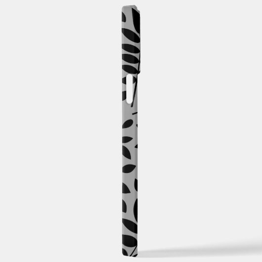 Gefallene Blätter Lg Muster Schwarz auf Grau iPhone Hülle (Rechte Seite)