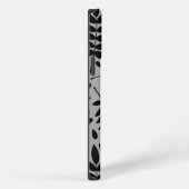 Gefallene Blätter Lg Muster Schwarz auf Grau iPhone Hülle (Rechte Seite)