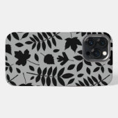 Gefallene Blätter Lg Muster Schwarz auf Grau iPhone Hülle (Rückseite (Horizontal))