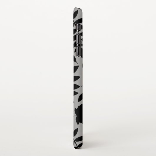 Gefallene Blätter Lg Muster Schwarz auf Grau iPhone Hülle (Linke Seite)