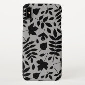 Gefallene Blätter Lg Muster Schwarz auf Grau iPhone Hülle (Rückseite)