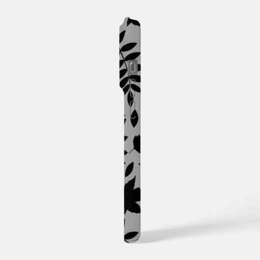 Gefallene Blätter Lg Muster Schwarz auf Grau iPhone Hülle (Linke Seite)