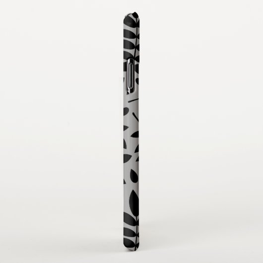 Gefallene Blätter Lg Muster Schwarz auf Grau iPhone Hülle (Rechte Seite)