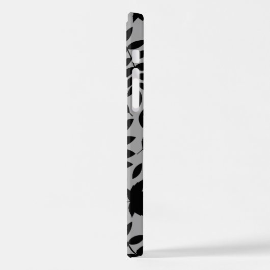 Gefallene Blätter Lg Muster Schwarz auf Grau iPhone Hülle (Linke Seite)