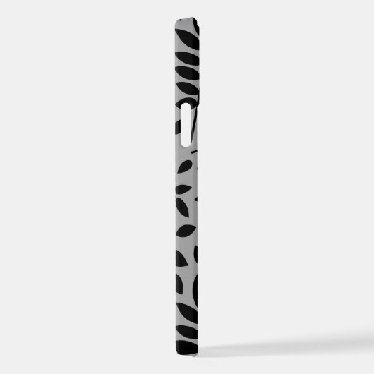 Gefallene Blätter Lg Muster Schwarz auf Grau iPhone Hülle (Rechte Seite)